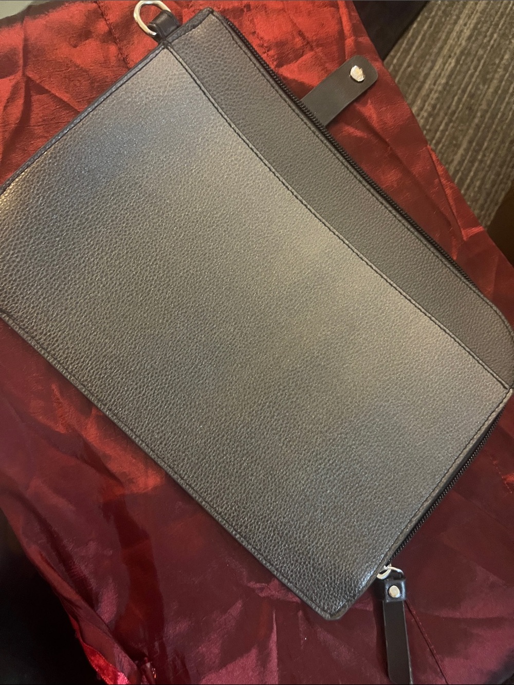 Women's Black Travel Pouch - Sleek Leather Organizer 14